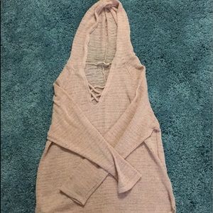Cream/ orange V-neck long sleeved sweater
